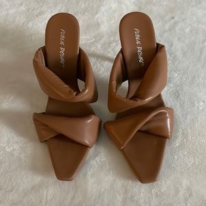 Public Desire Puffy Design Brown Heels Size 6